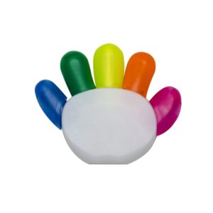 Marca texto branco formato mao c/ 5 cores