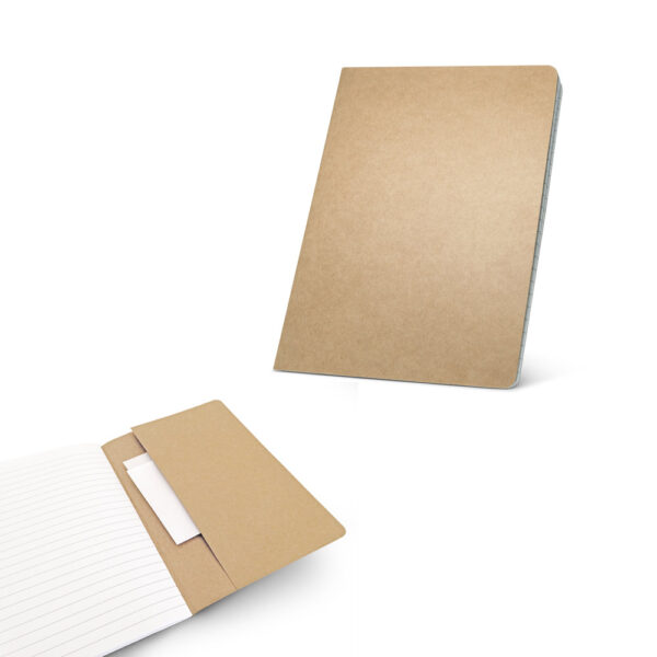 Caderno A5 em cartão kraft reciclado com folhas pautadas