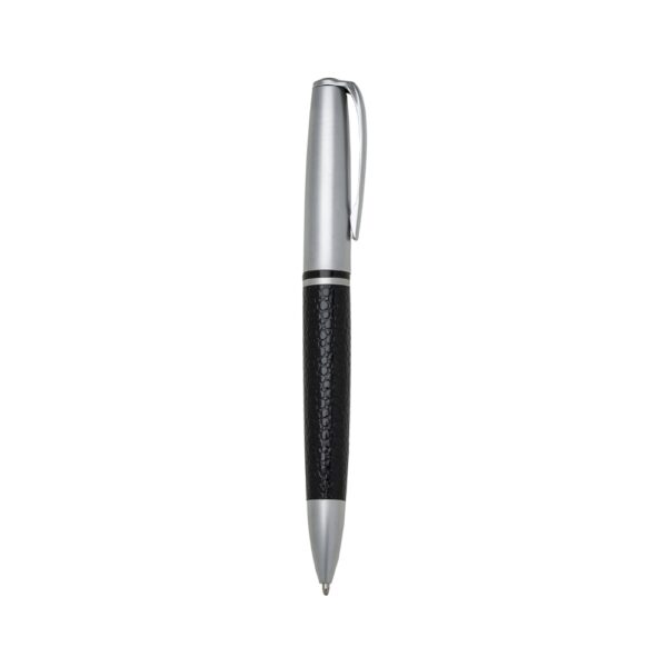 Caneta metal fosco c/ couro