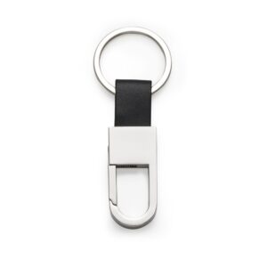 Chaveiro metal det. couro