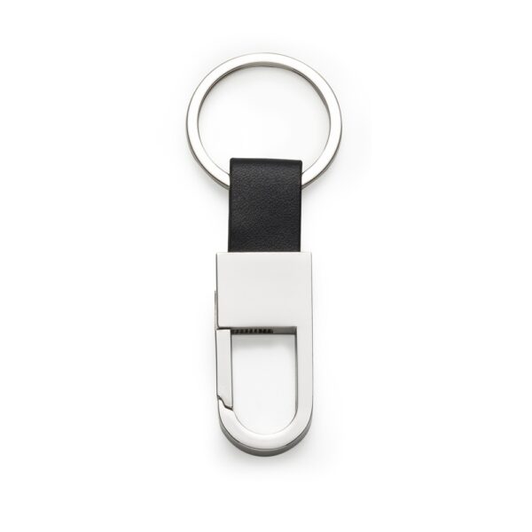 Chaveiro metal det. couro