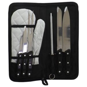 Kit churrasco c/ 7 peças cabo preto