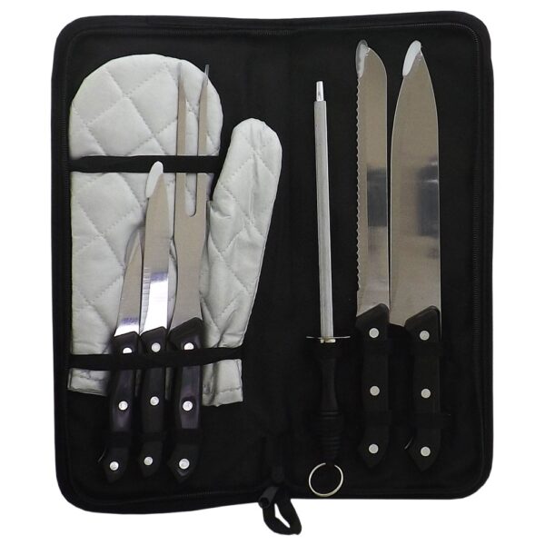Kit churrasco c/ 7 peças cabo preto
