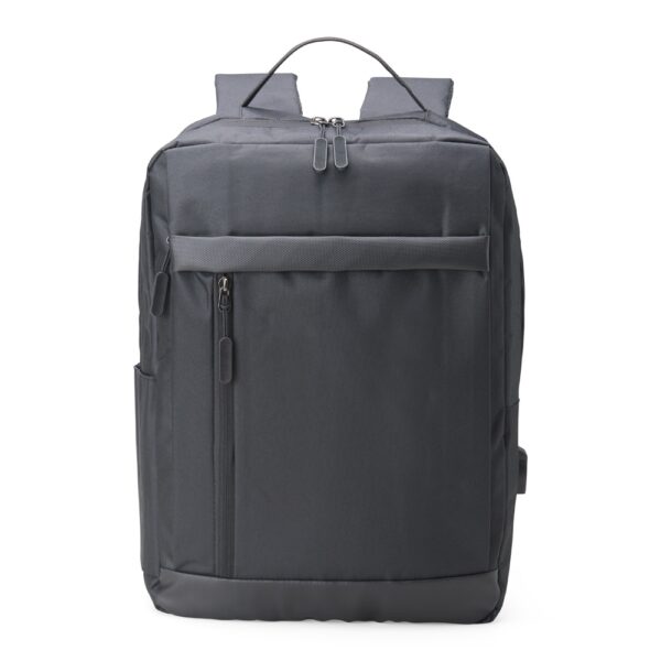 Mochila de nylon com det. em couro sint.