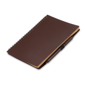 Caderno p/ anot. c/ caneta fibra de cafe
