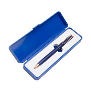 Caneta metal c/ box de  plástico