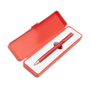Caneta metal c/ box de  plástico