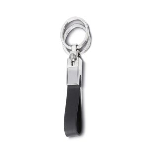 Chaveiro de metal e couro c/ 2 argolas