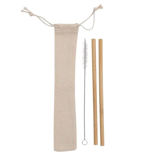 Kit canudos de bambu com escova de limpeza