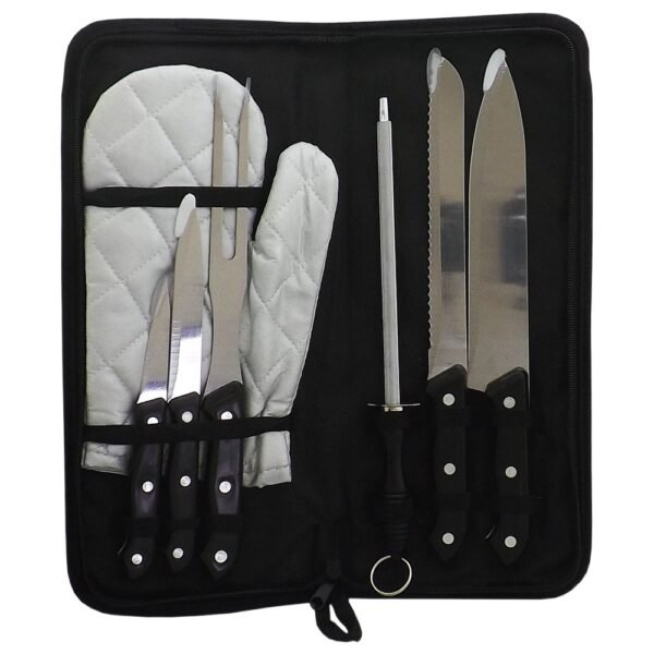 Kit churrasco c/ 7 peças cabo preto
