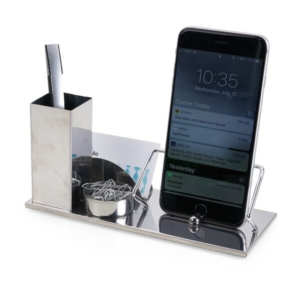 Kit escritório em inox 4 em 1