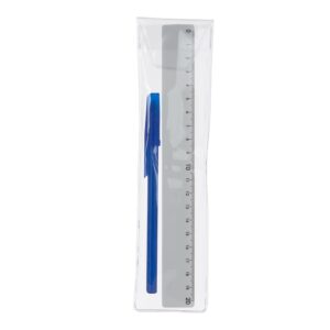 Kit regua plastica e caneta plastica c/ tampa