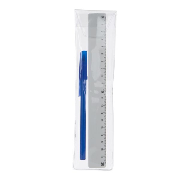 Kit regua plastica e caneta plastica c/ tampa