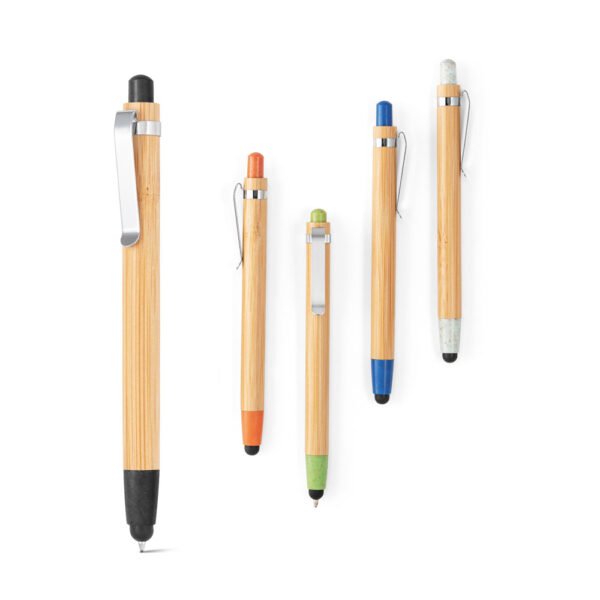 Esferográfica em bambu com ponteira touch