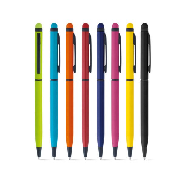 Esferográfica em alumínio com escrita em azul