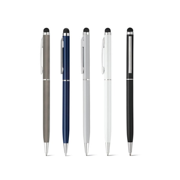 Esferográfica em alumínio com escrita em azul