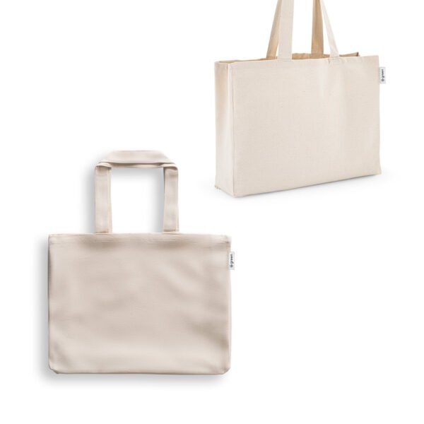 Sacola em 50% algodão, 30% algodão reciclado e 20% poliéster reciclado (220 g/m²)