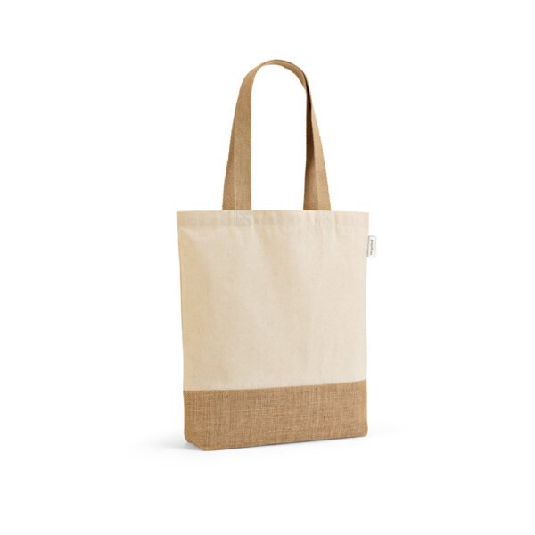 Sacola em 70% algodão reciclado e 30% poliéster reciclado (180 g/m²) com base em juta