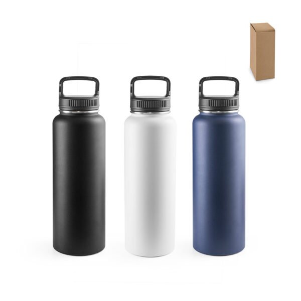 Garrafa esportiva em aço inox 90% reciclado com revestimento em pó e de grande capacidade até 1200 mL