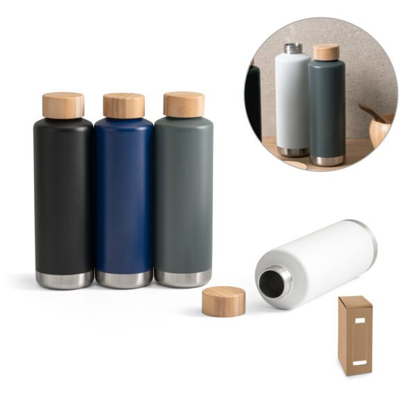 Garrafa em aço inox de parede dupla térmica, isolada a vácuo 640 mL