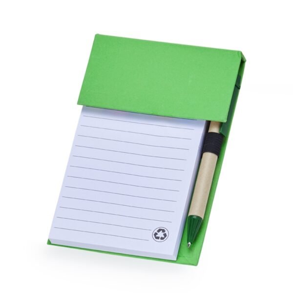 Bloco de anotações com autoadesivos e caneta