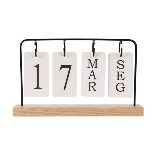 Calendário madeira com alça metal