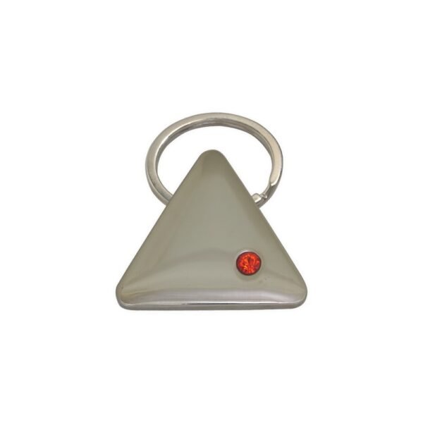 Chaveiro metal formato triangulo com pedrinha