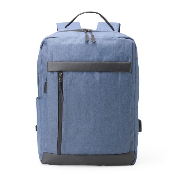 Mochila de nylon com det. em couro sint.